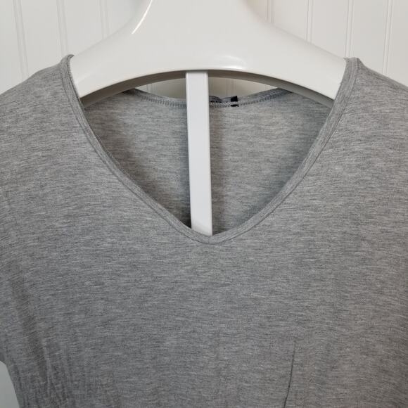 Terez Tie Front Short Sleeve Shirt Gray Medium - Picture 4 of 7